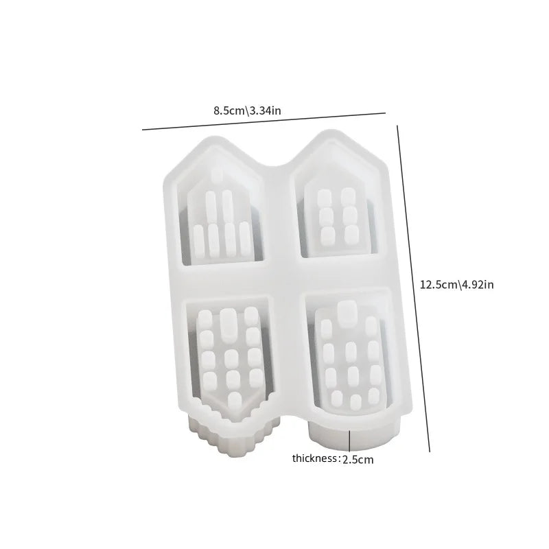 4-Grid House Ornament Silicone Mold – DIY Resin & Gypsum European Style Pendant Mold for Crafts & Home Decoration